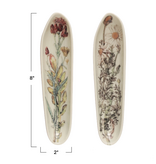 Creative Co-OP Stoneware Platter w/ Florals, 2 Assorted Patterns