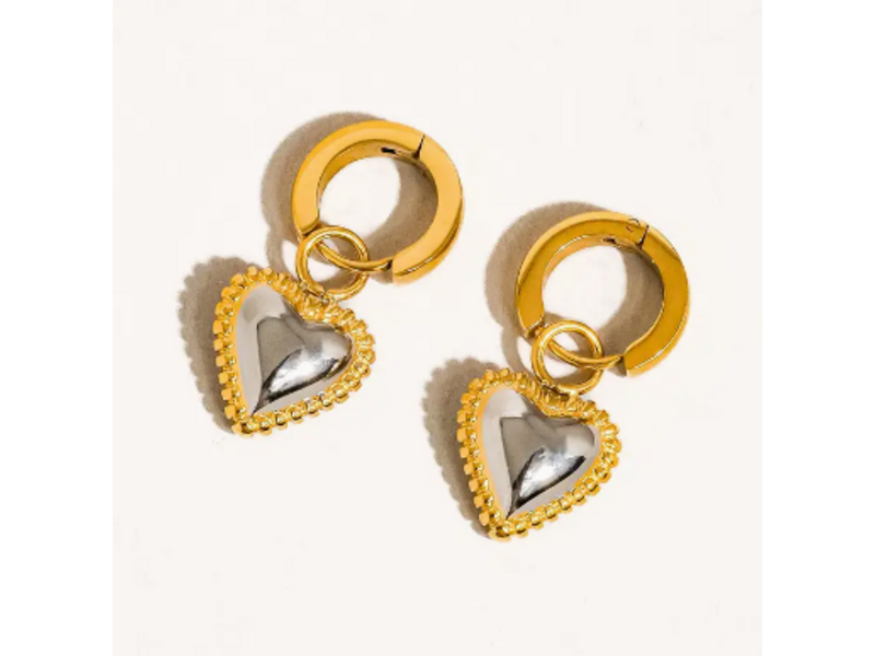 MAIQ Accessories Savon 18K Non-Tarnish Two Tone Classic Heart Earring