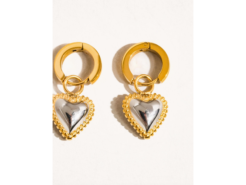 MAIQ Accessories Savon 18K Non-Tarnish Two Tone Classic Heart Earring