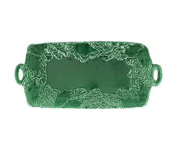 Lastra Holiday Green Figural Handled Rectangular Platter