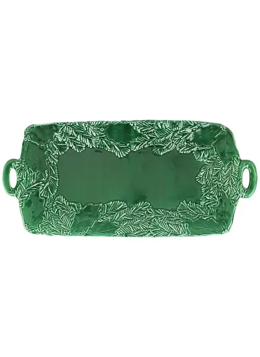 Lastra Holiday Green Figural Handled Rectangular Platter