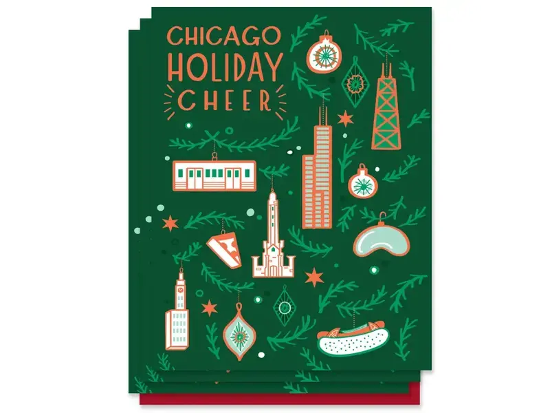 Paper Parasol Press Chicago Ornaments Card (Box Set of 6)