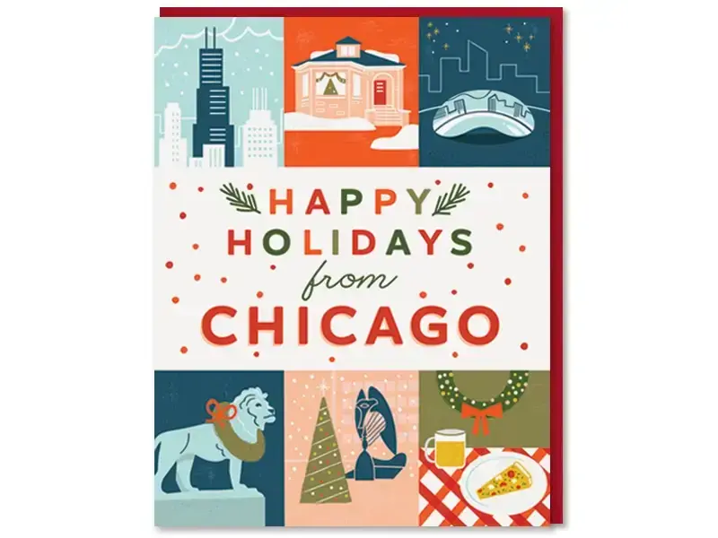 Paper Parasol Press Chicago Holiday Grid Christmas Card