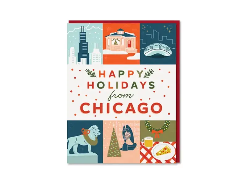 Paper Parasol Press Chicago Holiday Grid Christmas Card
