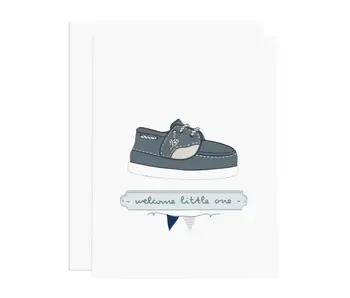 Baby Boat Shoe Welcome Little One Greeting Card