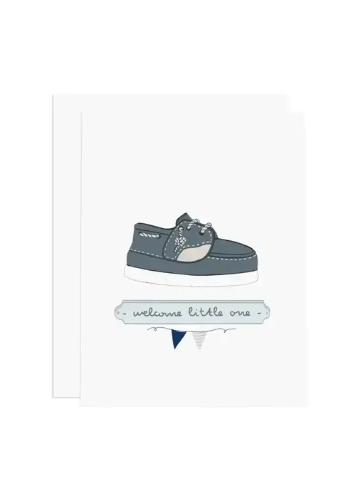 Baby Boat Shoe Welcome Little One Greeting Card