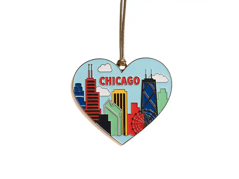 The Found Chicago Skyline Heart Enamel Holiday Ornament