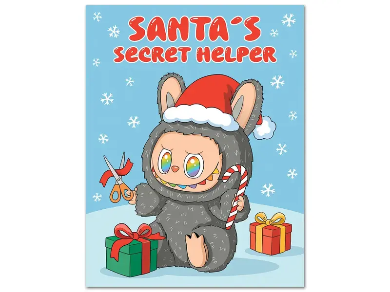 The Found Labubu Santa's Secret Helper Christmas Card
