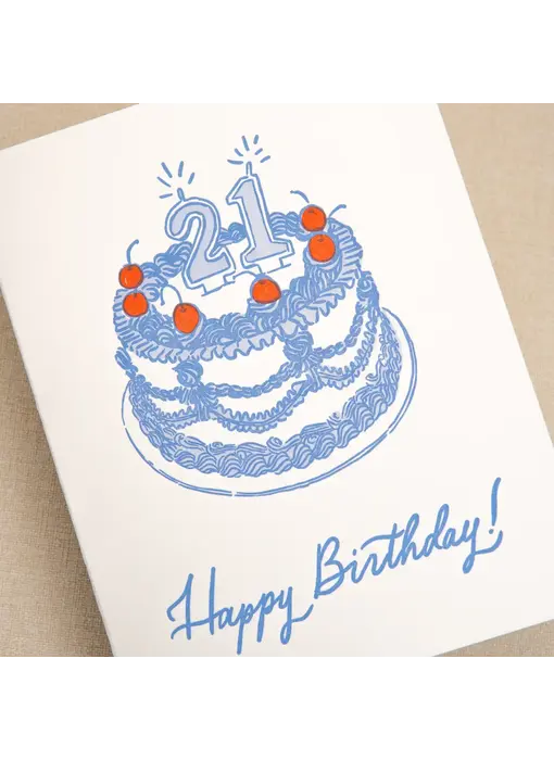 21st Birthday Cake Card