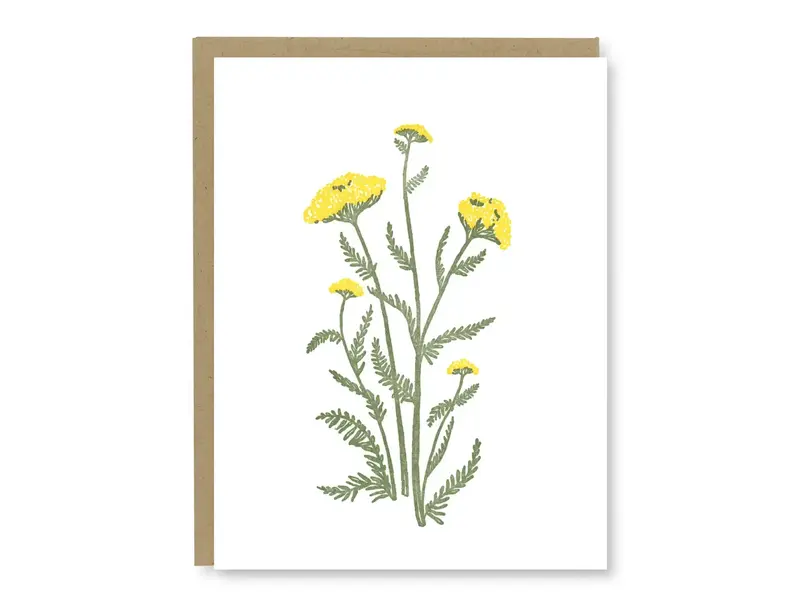 Kindred Letterpress Yarrow Wildflower Blank Card