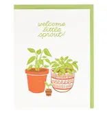 Smudge Ink Plant Sprout Baby Card