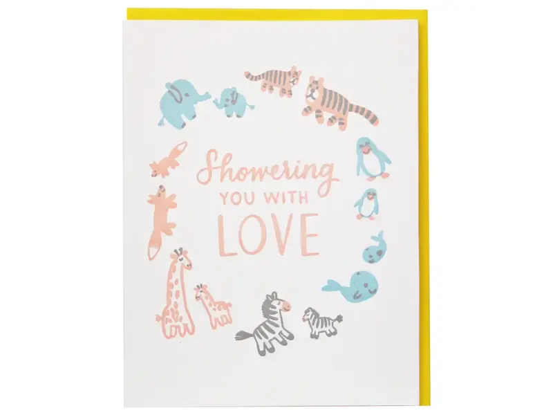 Smudge Ink Stuffed Animals Baby Card
