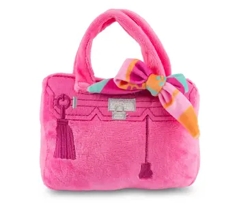 Barkin Bag - *Chic Doggie* Pink w/ Scarf Squeaker Dog Toy