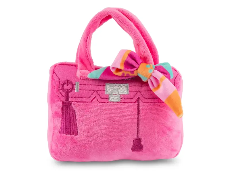 Huate Diggity Dog Barkin Bag - *Chic Doggie* Pink w/ Scarf Squeaker Dog Toy