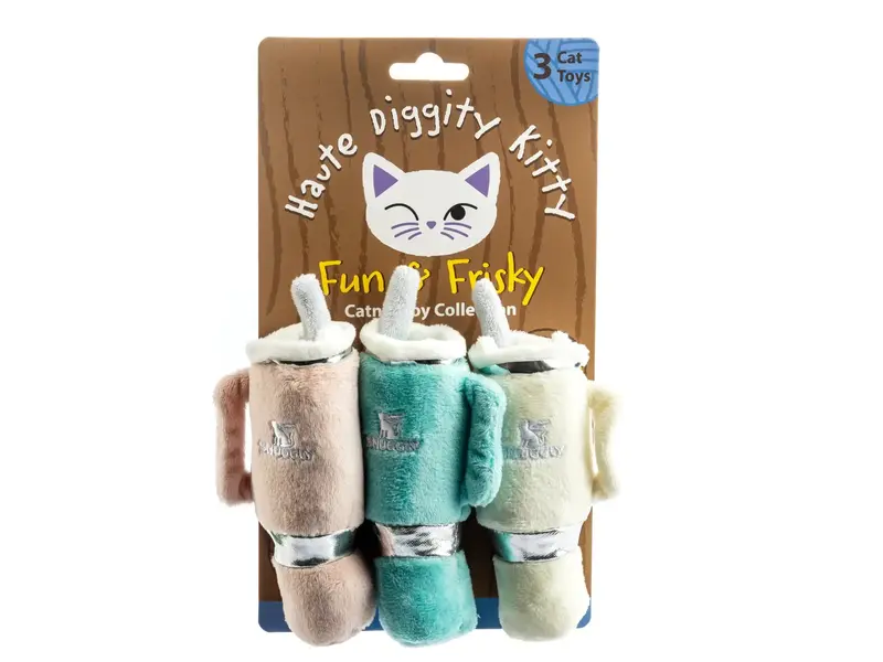 Haute Diggity Dog Snuggly Cup 3-Pack Organic Catnip Toys