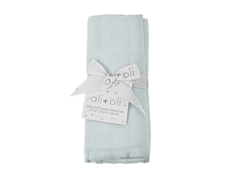 Ali + Oli Copy of Muslin Swaddle Blanket (Misty Sky)