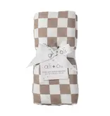 Ali + Oli Bamboo Muslin Swaddle Blanket (Mocha Checkers)