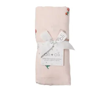 Bamboo Muslin Swaddle Blanket (Petite Posies)