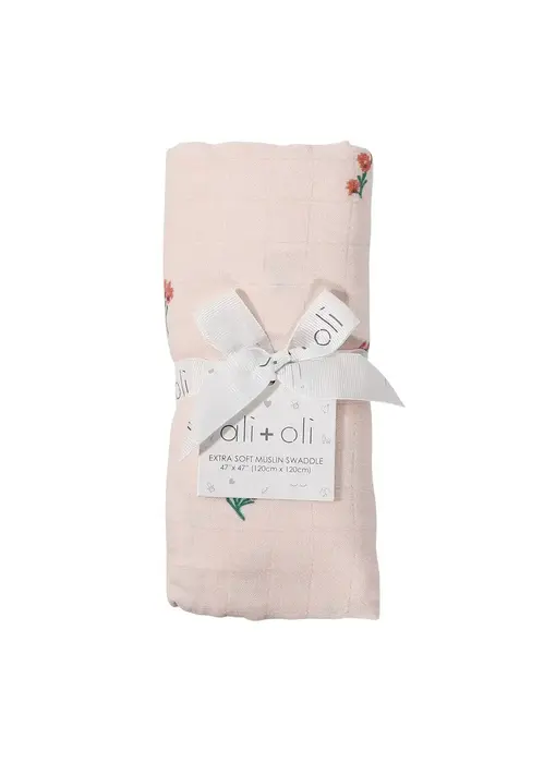 Bamboo Muslin Swaddle Blanket (Petite Posies)