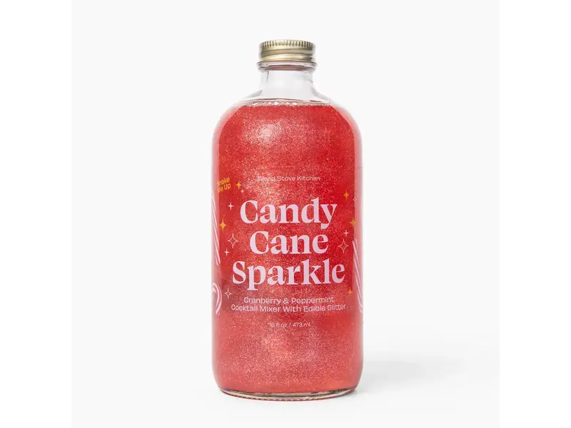 Wood Stove Kitchen Candy Cane Sparkle Cocktail & Mocktail Mixer, 16 Fl oz
