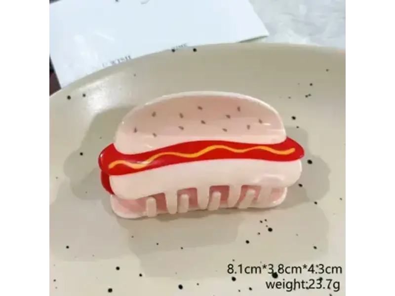 SoapElenGlen Chili Sauce Hair Claw, Realistic Food Hot Dog Hair Clip
