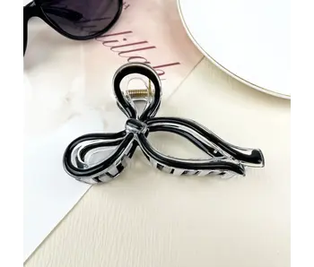 Jelly Color Bow Hair Clip Retro Simple Claw Clips - black