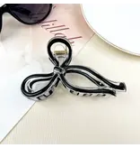 SoapElenGlen Jelly Color Bow Hair Clip Retro Simple Claw Clips - black
