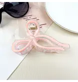 SoapElenGlen Jelly Color Bow Hair Clip Retro Simple Claw Clips - pink