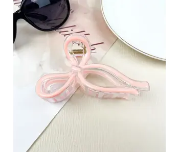 Jelly Color Bow Hair Clip Retro Simple Claw Clips - pink