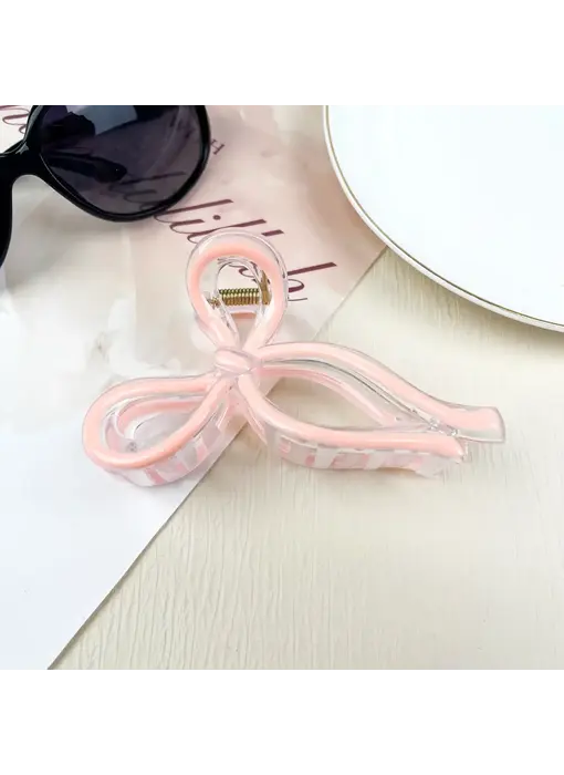 Jelly Color Bow Hair Clip Retro Simple Claw Clips - pink