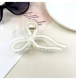 SoapElenGlen Jelly Color Bow Hair Clip Retro Simple Claw Clips - white