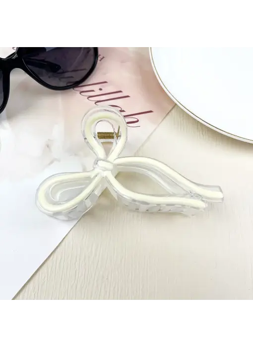 Jelly Color Bow Hair Clip Retro Simple Claw Clips - white