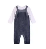 Viverano Organics Denim Blue Rib Knit Baby Overall Set (Organic Cotton)