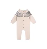 Viverano Organics Fair Isle Jacquard Sweater Knit Baby Hooded Jumpsuit