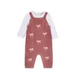 Viverano Organics Sweet Bow Embroidered Sweater Knit Baby Jumpsuit (Organic)