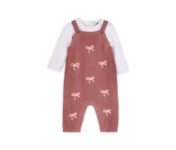 Sweet Bow Embroidered Sweater Knit Baby Jumpsuit (Organic)