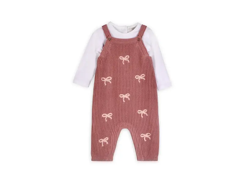 Viverano Organics Sweet Bow Embroidered Sweater Knit Baby Jumpsuit (Organic)