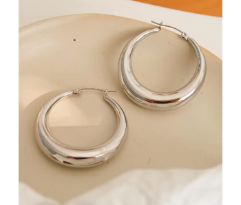 Galene Non-Tarnish Classic Large Hoop Earring - Silver
