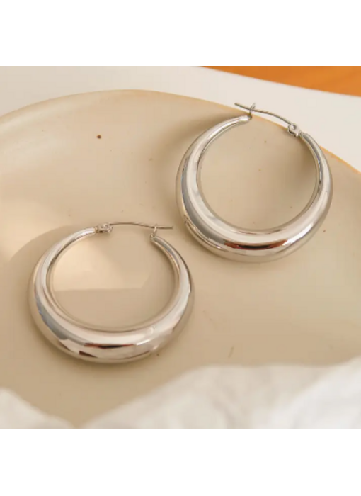 Galene Non-Tarnish Classic Large Hoop Earring - Silver