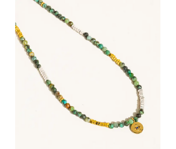 Lahina Green Boho Handmade Stone Eye Necklace