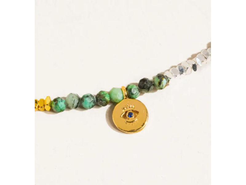 MAIQ Accessories Lahina Green Boho Handmade Stone Eye Necklace