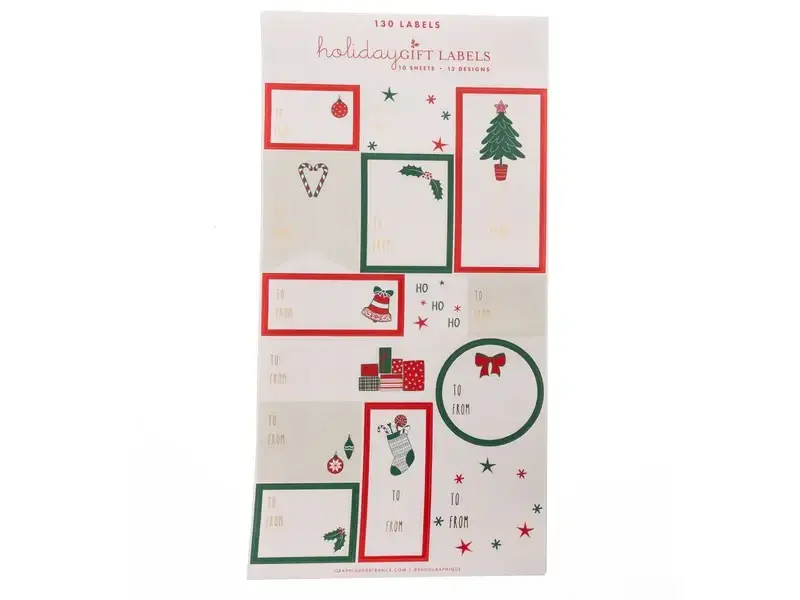 Graphique De France Cute Christmas Holiday Gift Labels 130ct