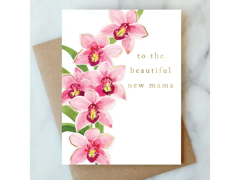 Abigail Jayne Design Orchid Mama Greeting Card | New Mom Baby Shower Card