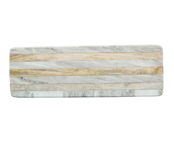 Marble & Mango Wood Cheese/Cutting Board w/ Stripes