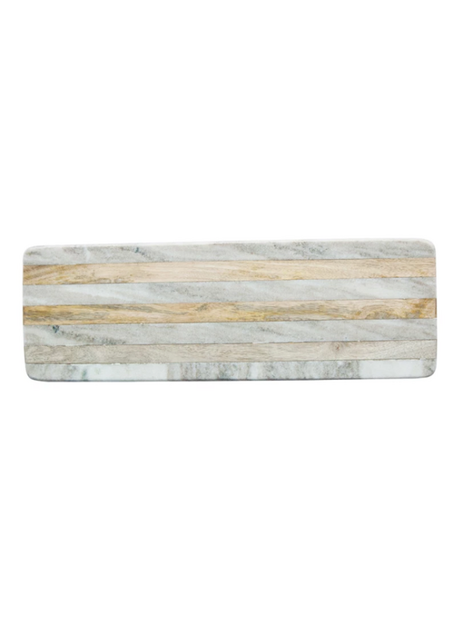 Marble & Mango Wood Cheese/Cutting Board w/ Stripes