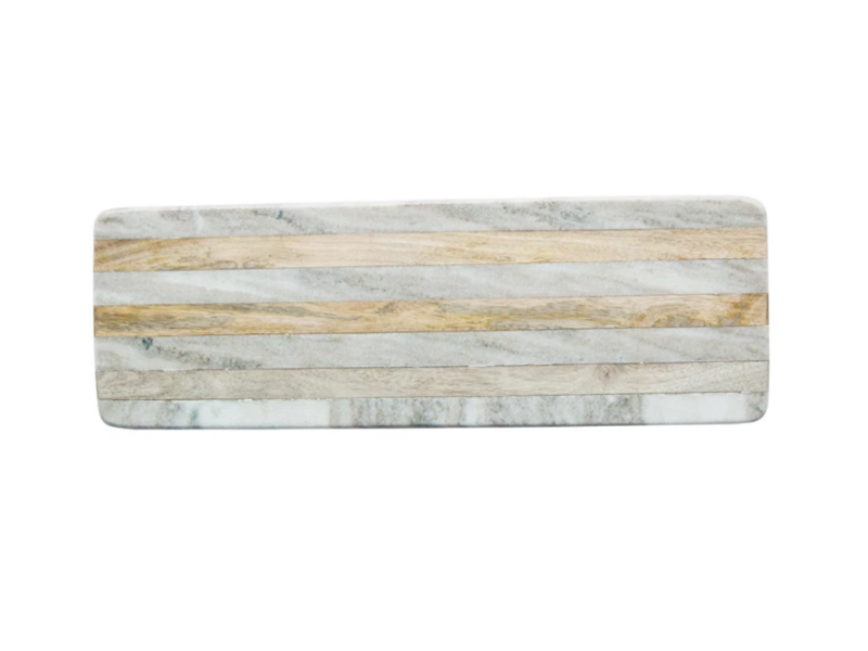 Creative Co-OP Marble & Mango Wood Cheese/Cutting Board w/ Stripes