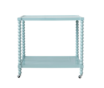 Blue Lacquered 2-Tier Bar Cart