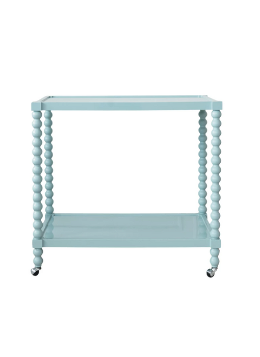 Blue Lacquered 2-Tier Bar Cart