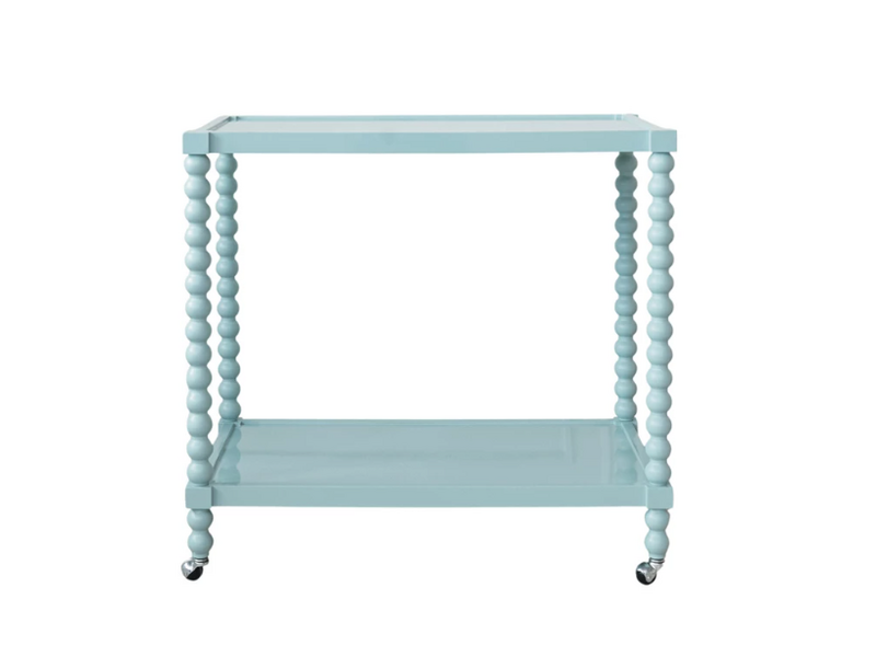 Creative Co-OP Blue Lacquered 2-Tier Bar Cart