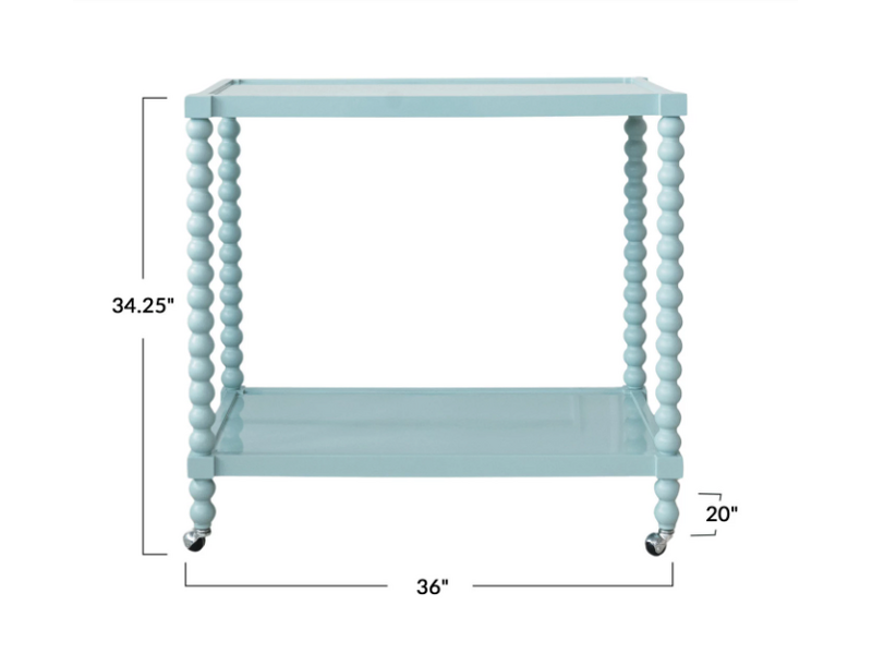 Creative Co-OP Blue Lacquered 2-Tier Bar Cart